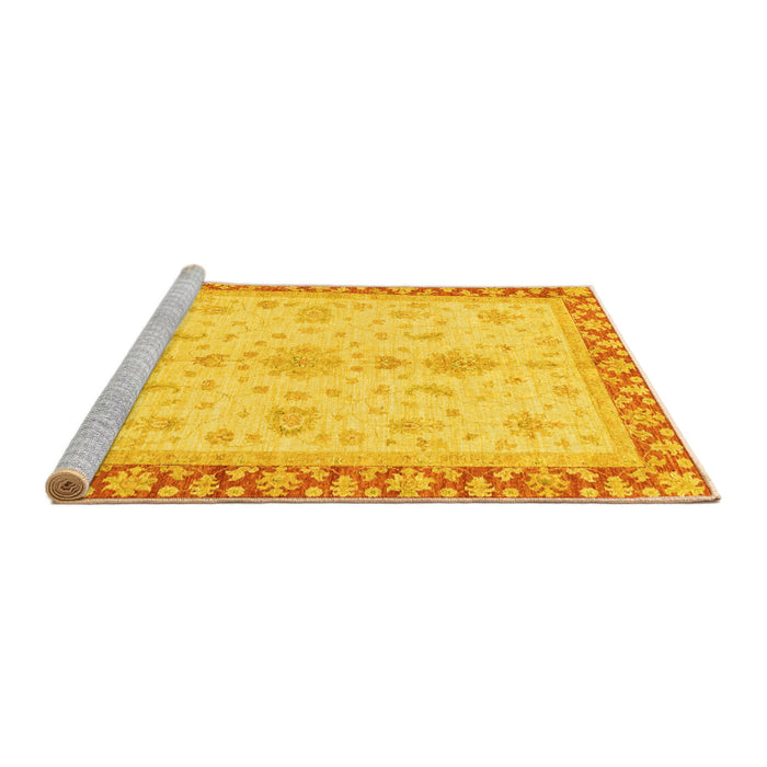 Sideview of Machine Washable Oriental Yellow Traditional Rug, wshabs3607yw