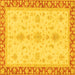 Square Machine Washable Oriental Yellow Traditional Rug, wshabs3607yw