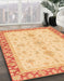 Abstract Mustard Yellow Oriental Rug in Family Room, abs3607