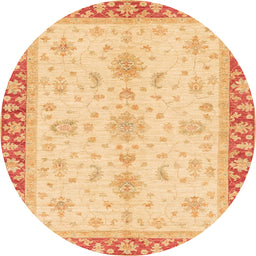 Round Abstract Mustard Yellow Oriental Rug, abs3607
