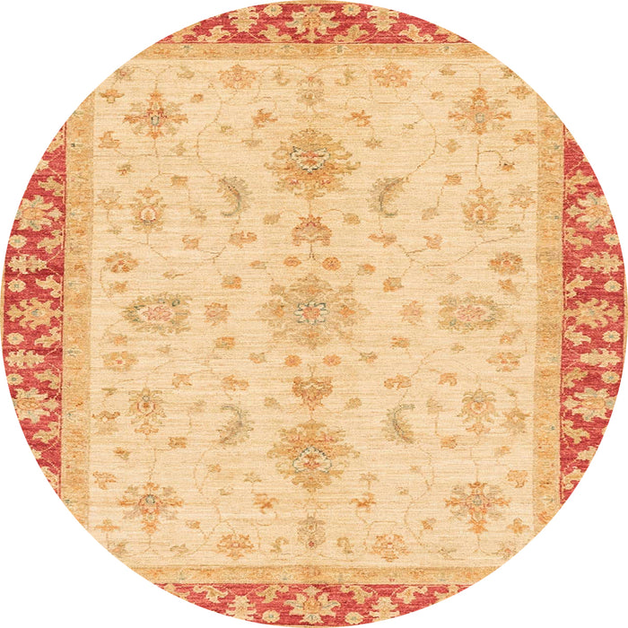 Round Abstract Mustard Yellow Oriental Rug, abs3607