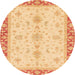 Round Abstract Mustard Yellow Oriental Rug, abs3607