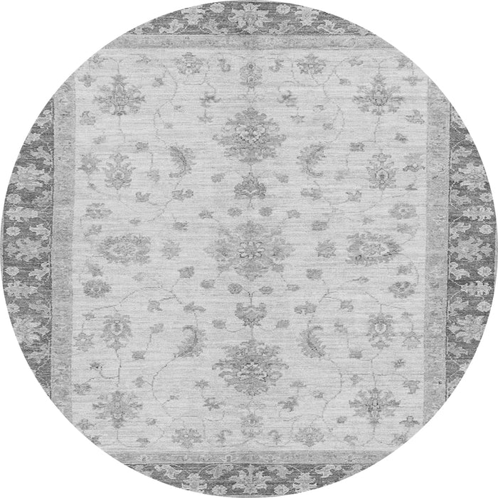 Round Machine Washable Oriental Gray Traditional Rug, wshabs3607gry