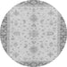 Round Machine Washable Oriental Gray Traditional Rug, wshabs3607gry