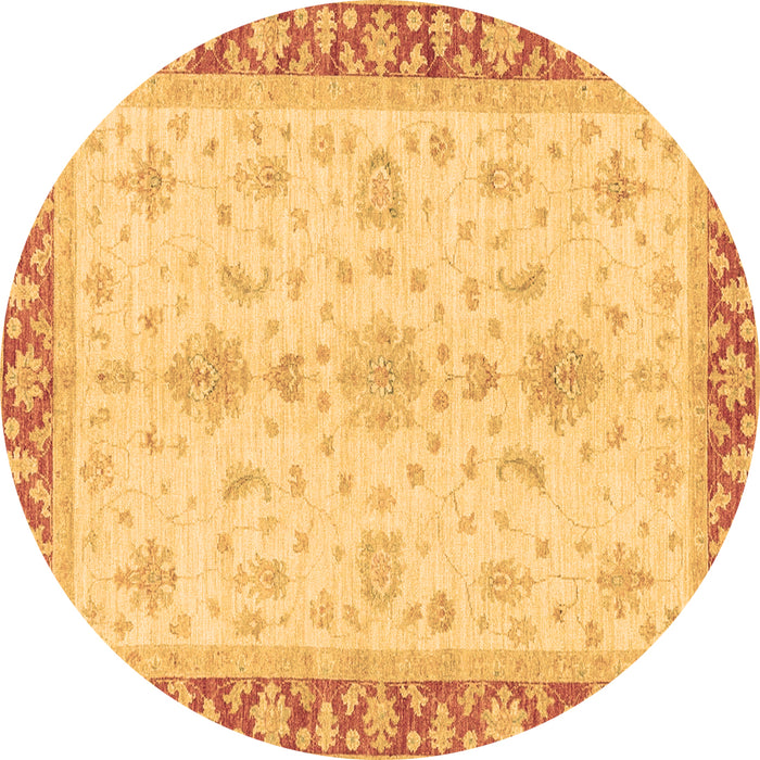 Round Machine Washable Oriental Brown Traditional Rug, wshabs3607brn