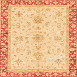 Square Machine Washable Abstract Mustard Yellow Rug, wshabs3607