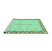 Sideview of Machine Washable Oriental Turquoise Traditional Area Rugs, wshabs3607turq