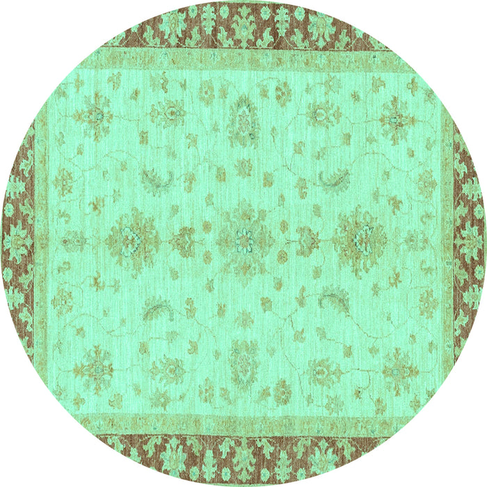 Round Oriental Turquoise Traditional Rug, abs3607turq