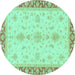 Round Oriental Turquoise Traditional Rug, abs3607turq