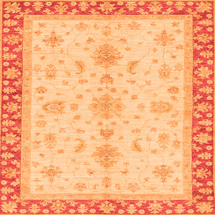 Square Machine Washable Oriental Orange Traditional Area Rugs, wshabs3607org