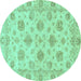 Round Oriental Turquoise Traditional Rug, abs3608turq