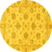 Round Oriental Yellow Traditional Rug, abs3608yw