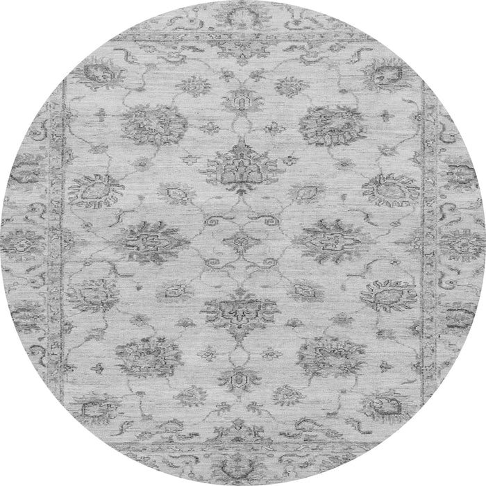 Round Machine Washable Oriental Gray Traditional Rug, wshabs3608gry
