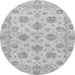 Round Machine Washable Oriental Gray Traditional Rug, wshabs3608gry