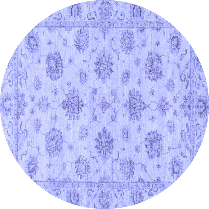Round Machine Washable Oriental Blue Traditional Rug, wshabs3608blu