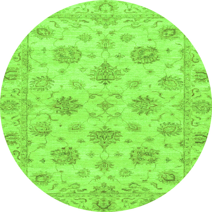 Round Machine Washable Oriental Green Traditional Area Rugs, wshabs3608grn