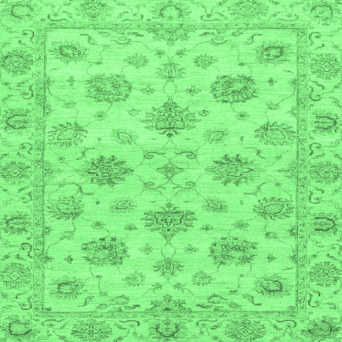 Square Machine Washable Oriental Emerald Green Traditional Area Rugs, wshabs3608emgrn