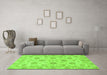 Machine Washable Oriental Green Traditional Area Rugs in a Living Room,, wshabs3608grn