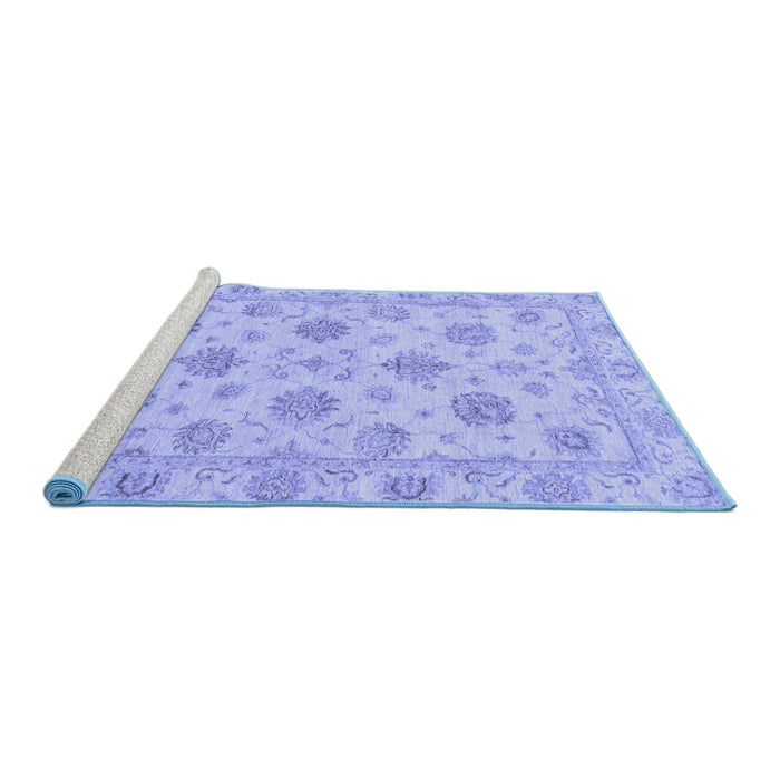 Sideview of Machine Washable Oriental Blue Traditional Rug, wshabs3608blu