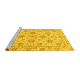 Sideview of Machine Washable Oriental Yellow Traditional Rug, wshabs3608yw
