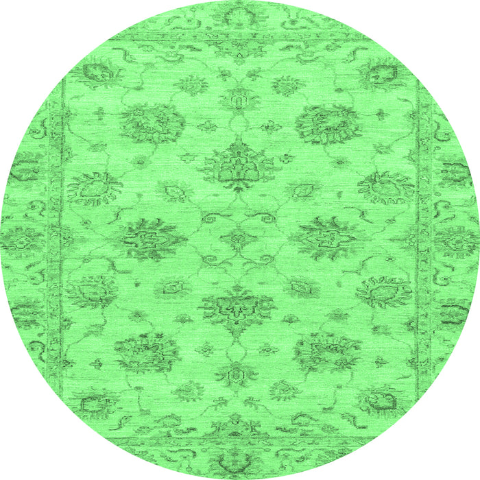 Round Oriental Emerald Green Traditional Rug, abs3608emgrn
