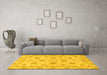 Machine Washable Oriental Yellow Traditional Rug in a Living Room, wshabs3608yw