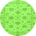 Round Oriental Green Traditional Rug, abs3608grn