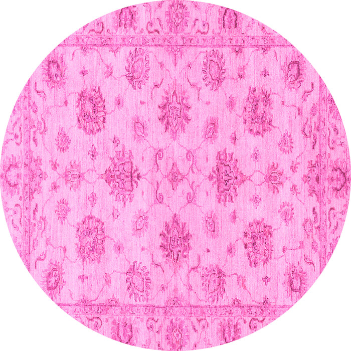 Round Machine Washable Oriental Pink Traditional Rug, wshabs3608pnk