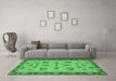 Machine Washable Oriental Emerald Green Traditional Area Rugs in a Living Room,, wshabs3609emgrn