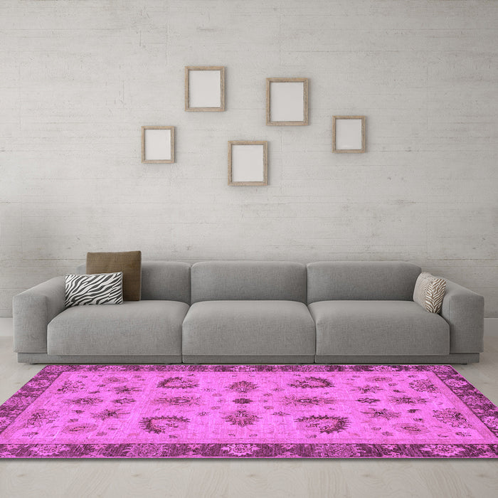 Machine Washable Oriental Purple Traditional Area Rugs in a Living Room, wshabs3609pur