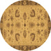 Round Oriental Brown Traditional Rug, abs3609brn