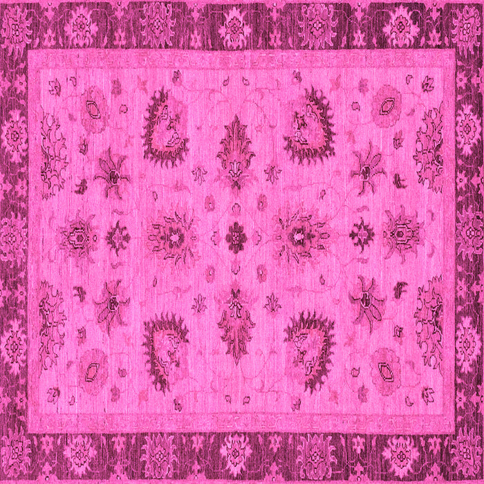 Square Machine Washable Oriental Pink Traditional Rug, wshabs3609pnk