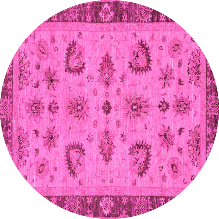 Round Machine Washable Oriental Pink Traditional Rug, wshabs3609pnk