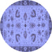 Round Machine Washable Oriental Blue Traditional Rug, wshabs3609blu