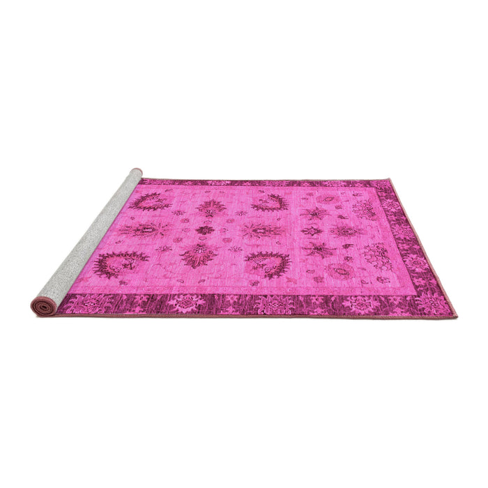 Sideview of Machine Washable Oriental Pink Traditional Rug, wshabs3609pnk