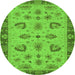 Round Oriental Green Traditional Rug, abs3609grn