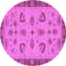 Round Machine Washable Oriental Purple Traditional Area Rugs, wshabs3609pur