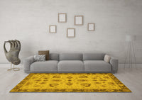 Machine Washable Oriental Yellow Traditional Rug, wshabs3609yw