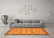 Machine Washable Oriental Orange Traditional Area Rugs in a Living Room, wshabs3609org