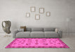 Machine Washable Oriental Pink Traditional Rug in a Living Room, wshabs3609pnk