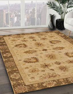 Machine Washable Abstract Orange Rug in a Family Room, wshabs3609