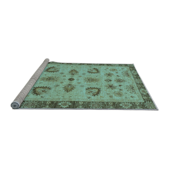 Sideview of Machine Washable Oriental Light Blue Traditional Rug, wshabs3609lblu