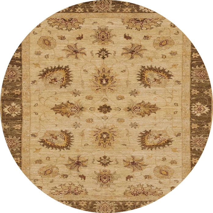 Round Machine Washable Abstract Orange Rug, wshabs3609