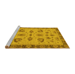 Sideview of Machine Washable Oriental Yellow Traditional Rug, wshabs3609yw