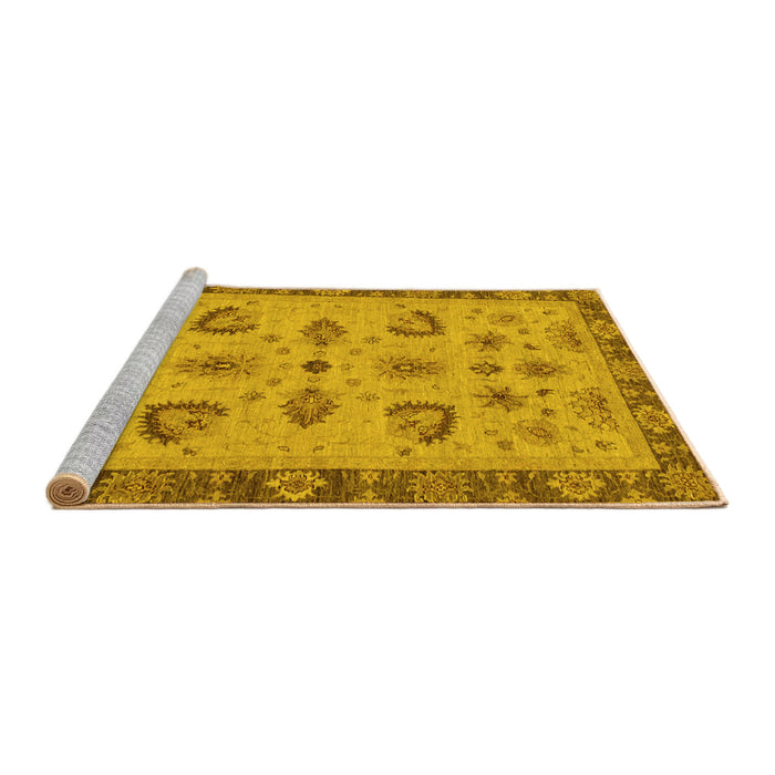 Sideview of Machine Washable Oriental Yellow Traditional Rug, wshabs3609yw