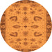 Round Machine Washable Oriental Orange Traditional Area Rugs, wshabs3609org