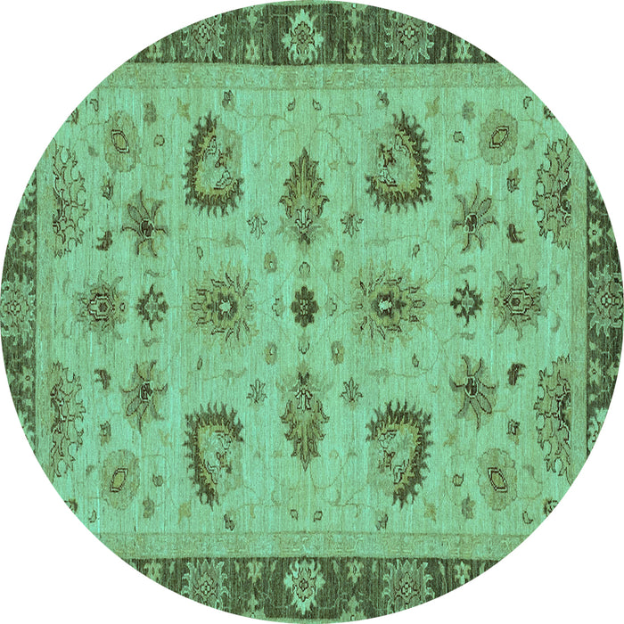 Round Oriental Turquoise Traditional Rug, abs3609turq