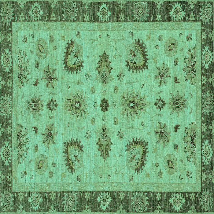 Square Oriental Turquoise Traditional Rug, abs3609turq