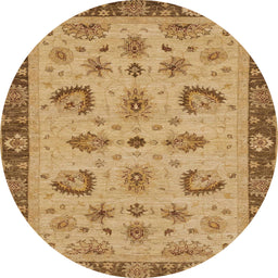 Round Abstract Orange Oriental Rug, abs3609