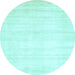 Round Machine Washable Solid Light Blue Modern Rug, wshabs360lblu